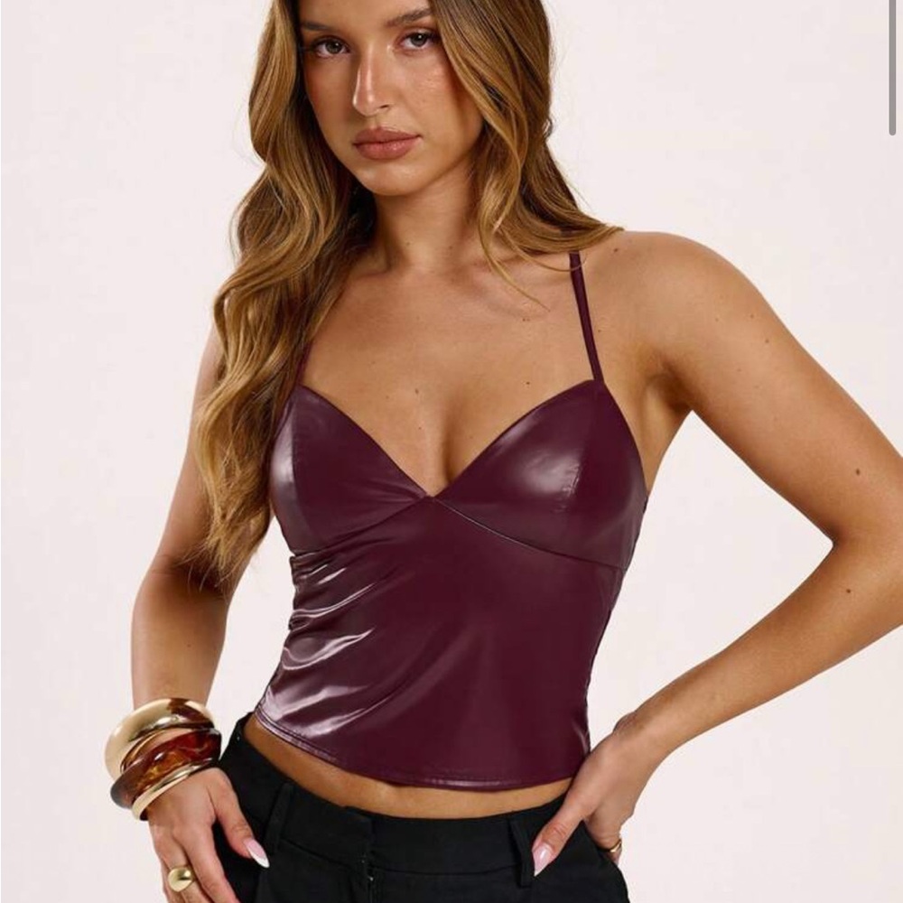 NWOT Red Leather Tank Top Burgundy Faux leather  Tank Top